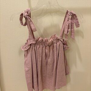 Shoulder Tie Top, The Impeccable Pig, Size Small, Lavender